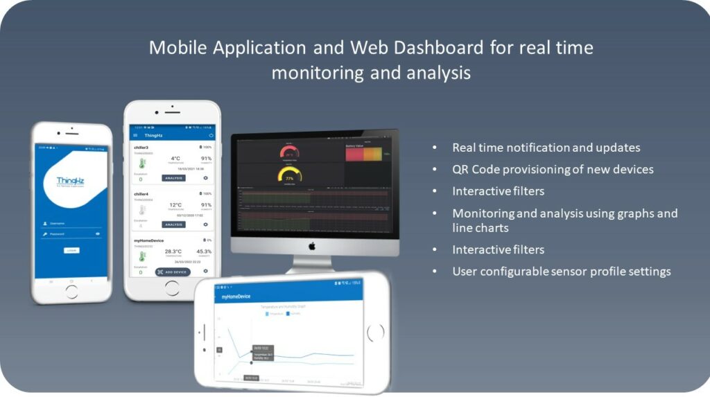 ThingHz iot sensors web dashboard and mobile application